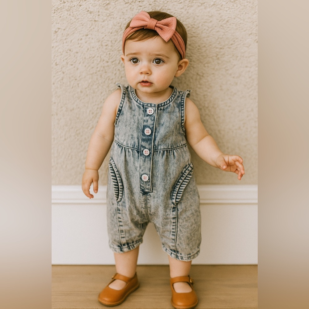Vintage‎ 80s Ruffle Little Ones Acid Wash Jumpsuit